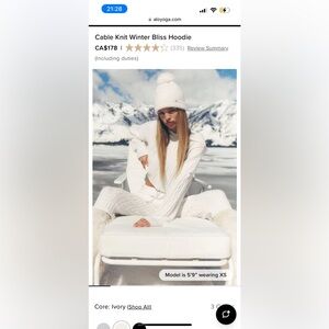 NWOT Cable Knit Winter Bliss Hoodie and pants set xs